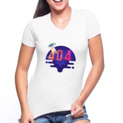 404 Not Found t-shirt scollo a v personalizzata donna digitalshirt bianca