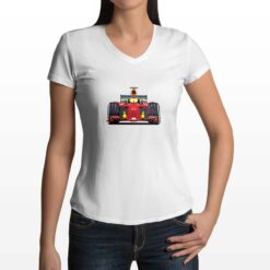 F1 t-shirt scollo a v personalizzata donna digitalshirt bianca