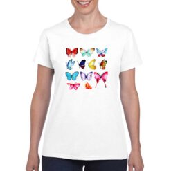 Acquerello Farfalle t-shirt personalizzata donna digitalshirt bianco