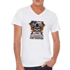 America Fire t-shirt scollo a v personalizzata uomo digitalshirt bianca
