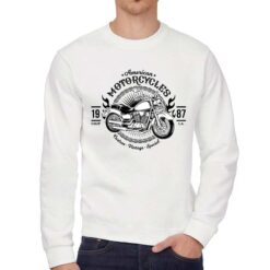 American Harley felpa senza cappuccio personalizzata uomo digitalshirt bianca