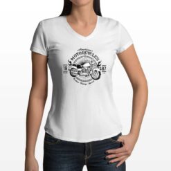 American Harley t-shirt scollo a v personalizzata donna digitalshirt bianca