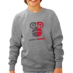 Angry monkey felpa senza cappuccio personalizzata bambino digitalshirt grigia