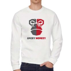 Angry monkey felpa senza cappuccio personalizzata uomo digitalshirt bianca