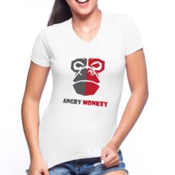 Angry monkey t-shirt scollo a v personalizzata donna digitalshirt bianca