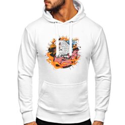 Aquila America Fiamme felpa con cappuccio personalizzata uomo digitalshirt bianca