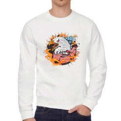 Aquila America Fiamme felpa senza cappuccio personalizzata uomo digitalshirt bianca