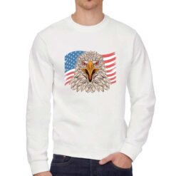Aquila America felpa senza cappuccio personalizzata uomo digitalshirt bianca