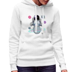 Astronauta Illusionista felpa con cappuccio personalizzata donna digitalshirt bianca.jpg