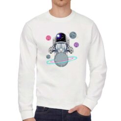 Astronauta Illusionista felpa senza cappuccio personalizzata uomo digitalshirt bianca