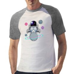 Astronauta Illusionista t-shirt bicolor personalizzata uomo digitalshirt grigia