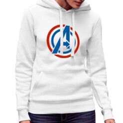Avengers felpa con cappuccio personalizzata donna digitalshirt bianca.jpg