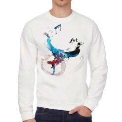 Ballerino Spennellata felpa senza cappuccio personalizzata uomo digitalshirt bianca