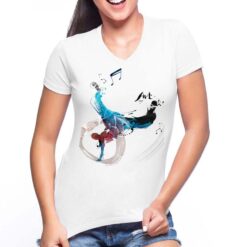 Ballerino Spennellata t-shirt scollo a v personalizzata donna digitalshirt bianca
