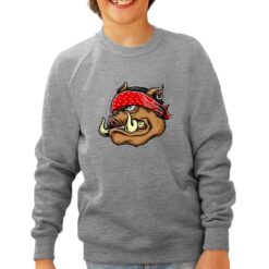 Bandana Cinghiale felpa senza cappuccio personalizzata bambino digitalshirt grigia