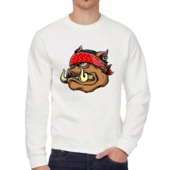 Bandana Cinghiale felpa senza cappuccio personalizzata uomo digitalshirt bianca