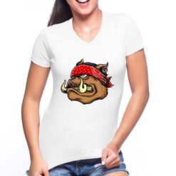 Bandana Cinghiale t-shirt scollo a v personalizzata donna digitalshirt bianca