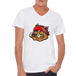 Bandana Cinghiale t-shirt scollo a v personalizzata uomo digitalshirt bianca