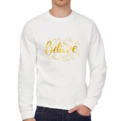 Believe felpa senza cappuccio personalizzata uomo digitalshirt bianca
