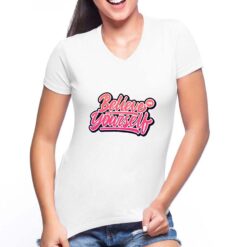 Believe Yourself t-shirt scollo a v personalizzata donna digitalshirt bianca
