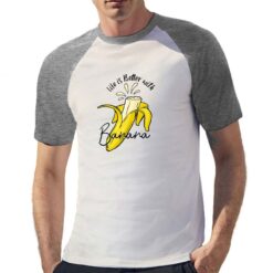 Better With Banana t-shirt bicolor personalizzata uomo digitalshirt grigia