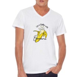 Better With Banana t-shirt scollo a v personalizzata uomo digitalshirt bianca