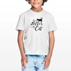 Better With Cat t-shirt personalizzata bambino digitalshirt bianca