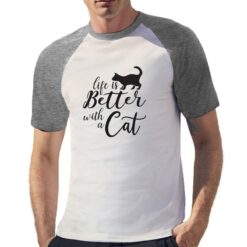 Better With Cat t-shirt bicolor personalizzata uomo digitalshirt grigia