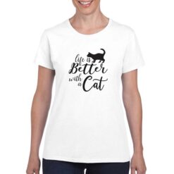 Better With Cat t-shirt personalizzata donna digitalshirt bianco