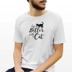 Better With Cat t-shirt personalizzata uomo digitalshirt bianca