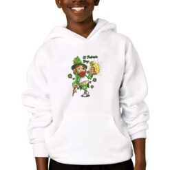 Birra Folletto San Patrizio felpa con cappuccio personalizzata bambino digitalshirtbianco