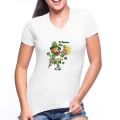 Birra Folletto San Patrizio t-shirt scollo a v personalizzata donna digitalshirt bianca
