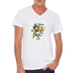 Birra Folletto San Patrizio t-shirt scollo a v personalizzata uomo digitalshirt bianca