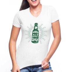Birra Verde t-shirt scollo a v personalizzata donna digitalshirt bianca