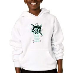 Born Tour felpa con cappuccio personalizzata bambino digitalshirtbianco