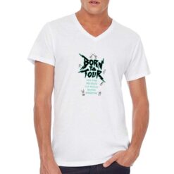 Born Tour t-shirt scollo a v personalizzata uomo digitalshirt bianca