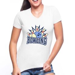 Bowling t-shirt scollo a v personalizzata donna digitalshirt bianca