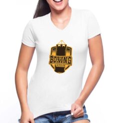 Boxing Club t-shirt scollo a v personalizzata donna digitalshirt bianca