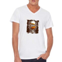 Brown Beer t-shirt scollo a v personalizzata uomo digitalshirt bianca