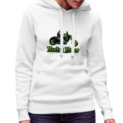 Budai Rider felpa con cappuccio personalizzata donna digitalshirt bianca.jpg