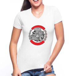 Bulldog Cappellino t-shirt scollo a v personalizzata donna digitalshirt bianca