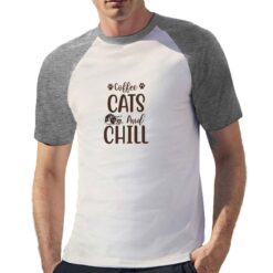 Caffe Cats t-shirt bicolor personalizzata uomo digitalshirt grigia
