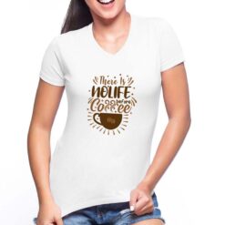Caffè Everything t-shirt scollo a v personalizzata donna digitalshirt bianca