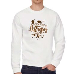 Caffè Therapy felpa senza cappuccio personalizzata uomo digitalshirt bianca