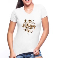 Caffè Therapy t-shirt scollo a v personalizzata donna digitalshirt bianca