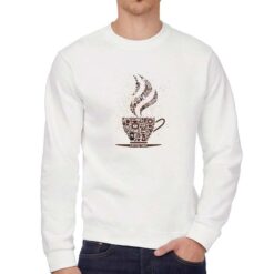 Caffè Time felpa senza cappuccio personalizzata uomo digitalshirt bianca