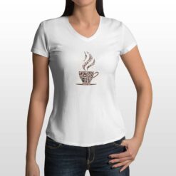 Caffè Time t-shirt scollo a v personalizzata donna digitalshirt bianca