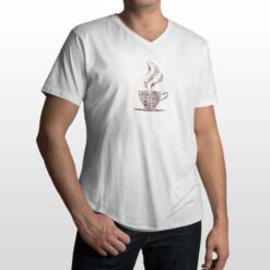Caffè Time t-shirt scollo a v personalizzata uomo digitalshirt bianca