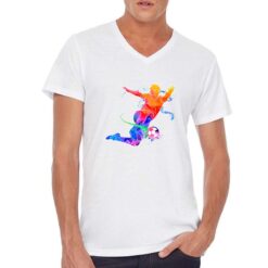 Calciatore Acrobazia t-shirt scollo a v personalizzata uomo digitalshirt bianca