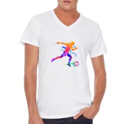 Calciatore in Corsa t-shirt scollo a v personalizzata uomo digitalshirt bianca